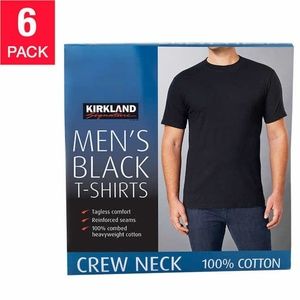 Kirkland Signature Men’s Crew Neck Tee, 6-pack BLK